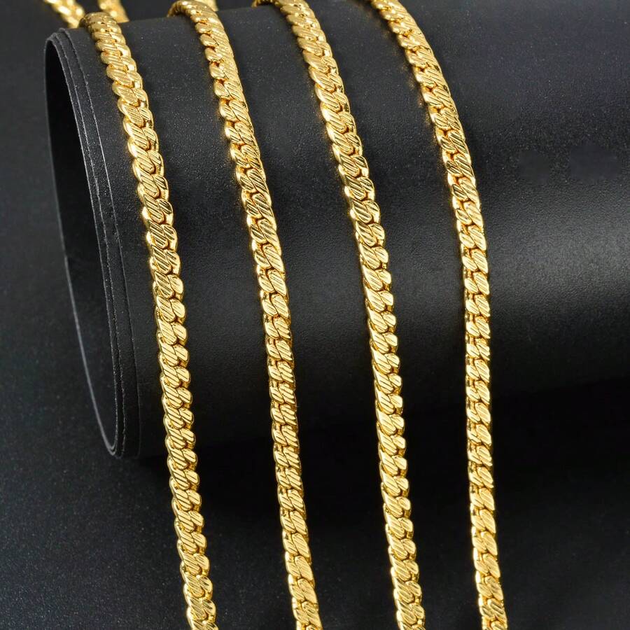 1pc 14K Gold Plated Hollow Woven Chain Necklace, Classic Luxury, Suitable For Women And Men For Daily Wear, Party, Commuting - Gold - View 1