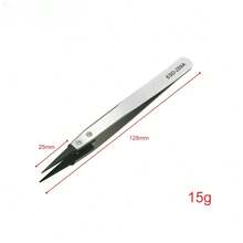 2pcs Precision Tweezers With Anti-Static Protected Tips, Suitable For Electronic Products And Jewelry Repair - Silvery - View 3