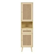 Bathroom Storage Made Of Wood With Storage With Doors Freestanding White - Natural - View 8