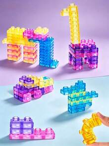 20/28/40pcs Kids Jelly Soft Rubber Building Blocks Set, DIY Mosaic Building Blocks Toy, Squeezable And Stretchable Educational Sensory Blocks - Multicolor - View 3