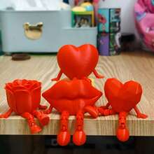 Heart Rose Small Gift, 3D Printed Doll For Home Bedroom, Romantic Desktop Decor For Festivals, Flexible Joints For Posing, Great Gift For Couples - Multicolor - View 12