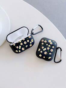 1pc Rhombus White Chrysanthemum Pattern Earphone Case Compatible With AirPods Pro 3, Pro 2, 3, 2, 4, Cute Anti-Drop Protective Shell, Rice White, For Women, Back To School Gift, Birthday Gift, Christmas Gift - White - View 5