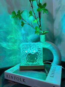 1pc 16-Color Water Ripple Projection Night Light, Glowing Cube Crystal Lamp With Touch/Remote Control, Adult Room Decor, Home Theater, Wedding Decoration, Magic Projection Light Gift, Holiday Party - Multicolor - View 2