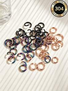 100 Buah Cincin Lompat Terbuka Stainless Steel 304, Cincin Konektor Aneka Warna, Liontin untuk Pembuatan Perhiasan, Perlengkapan Pembuatan Kalung, Gelang, dan Anting DIY - Cincin terbuka - View 6