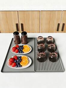 Alfombrilla de silicona para máquina de café, almohadilla antideslizante para mostrador de exprimidor, bandeja para máquina de café con bordes altos, protector de superficie para electrodomésticos de cocina, protege eficazmente el mostrador de arañazos, protector de encimera de cocina no eléctrico - Color sólido - Ver 23