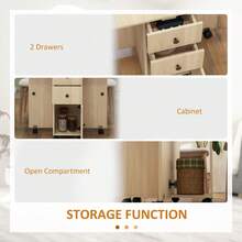 Multi-Storage Six-Person Drop Leaf Dining Table -  White On-Site - Natural Wood + Engineered Wood - View 6