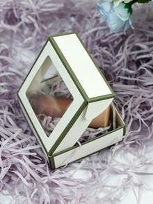 10/30/50pcs Small Gift Boxes With Green Border And Transparent Window, Candy Packaging Box, Soap Holder, Mini Snack Packaging, Handmade Candle, Soap, Jewelry Display, Suitable For Wedding Gifts, Holiday Party Gifts - Green Edge - View 3