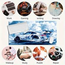 1 Large Esports Gaming Mouse Pad – Featuring A Blue-And-White Wave, Racing, And Dragon-In-The-Clouds Design; Large Desk Mat With Non-Slip, Washable Rubber Base; Stain-Resistant Gaming Mouse Pad And Desk Accessory. - Mouse Pad - View 7