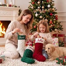 MerexSync 1pc Personalized Embroidered Christmas Stocking, Customized Knitted Family Sock, 2026 Holiday Sock, Can Embroider Name, Family Christmas Sock. Gift For Family, Gift For Children, Gift For Her, Christmas Stocking, Christmas Gift, Multi-Functional, Durable, Decorative, Reusable, Exquisite - Style B (Embroidered) - View 7