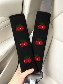 2PCS Cherry Shoulder Pads Cute Cherry Embroidery Decor Shoulder Cover Car Seat Belt Shoulder Pads Anti-Chafing Anti-Slip Shoulder Protection Covers - Shoulder Pads - View 6