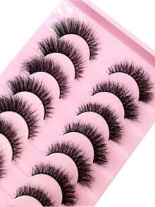 7 Pairs Natural False Eyelashes Long Wear 3D Dense Curly Faux Mink Eyelash Extensions Natural Style Faux Mink Eyelashes Beauty Suitable - Black - View 5
