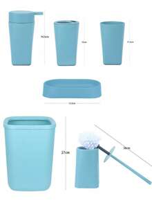 4/6‑Piece Bathroom Accessory Set, Countertop Storage Kit, Includes Soap Dispenser, Toothbrush Holder, Drinking Cup, Soap Dish, Matte Smooth Plastic Bathroom Organizer For Home Bathroom Vanity Countertop Decor - Multi-color Bathroom Set - View 6