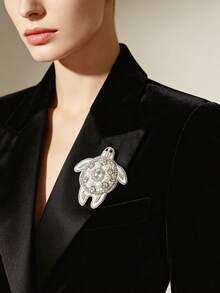 1pc Elegant Luxury Handmade Rhinestone Turtle Brooch, Dolphin Brooch, Jellyfish Brooch, Can Be Matched With Suit, Coat, Denim Jacket, Sweater And Other Occasions - Multicolor - View 4