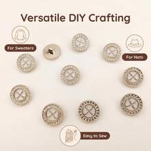 10pcs/2.2cm Fashion Personalized Minimalist White Heart-Shaped Rhinestone Plastic Buttons With Gold Base, Luxury European Style High-End Vintage Heart Buttons For Handmade Sewing, DIY Decoration For Clothes, Bags, Hats, Coats, Sweaters, Pants, Shirts - 10pcs/2.2cm White Heart Buttons - View 3