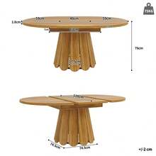 Extendable Dining Table, Dining Room Table, Kitchen Table, Balcony Table, Wooden Dining Table Round Dining Table, Extends To Oval, 118-158, Seats Up To 6 People, Wood - Wood + MDF+Metal - View 7
