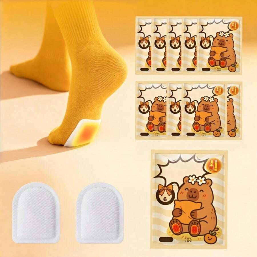 20pcs Capybara Self-Adhesive Foot Warmers, Long-Lasting 8-Hour Heating, New Sleep Warm Heating Pads, Instant Heat - Multicolor - View 1