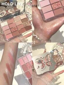 HOLD LIVE Butterfly Shadow Fantasy Eyeshadow Palette 16 Warna H01 Low Saturation Rose Bean Paste Color Sweet Tender Atmosphere Eyeshadow - H01 - View 1