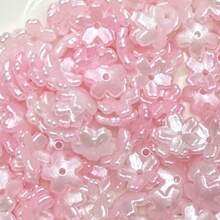 120pcs Multicolor Pearl Luster Five‑Petal Flower Acrylic Center Hole Loose Beads For DIY Bracelets, Phone Charms, Keychains Handmade Craft Supplies - Multicolor - View 23