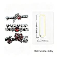 4pcs Watch Band Decorative Rings, Zinc Alloy Rose Flower Metal Sliding Charms, Suitable For Apple Watch Silicone Band, Smart Watch Band Jewelry Accessories, For Women, Available In Silver/Rose Gold/Gold (Band Not Included) - Mouldless - View 9