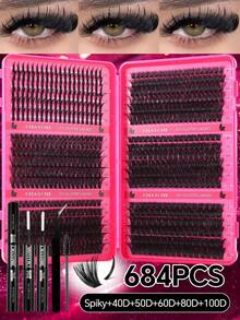 720/684/648/200pcs Multi-Style D-Curl Eyelash Clusters Set, 8-16mm Large Capacity Individual Lashes. Easy For Daily Makeup Use At Home. Suitable For Dates, Travel, Photography, Weddings, Holidays And Cosplay False Eyelashes - Multicolor - View 4