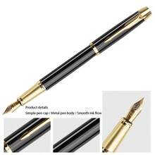 Premium Metal Fountain Pen, + 50 Ink Refills (51 Pieces Total), Classic Black & Gold Signature Style, Smooth Writing Business Gift Pen, Suitable For Daily Office Use - A - View 4