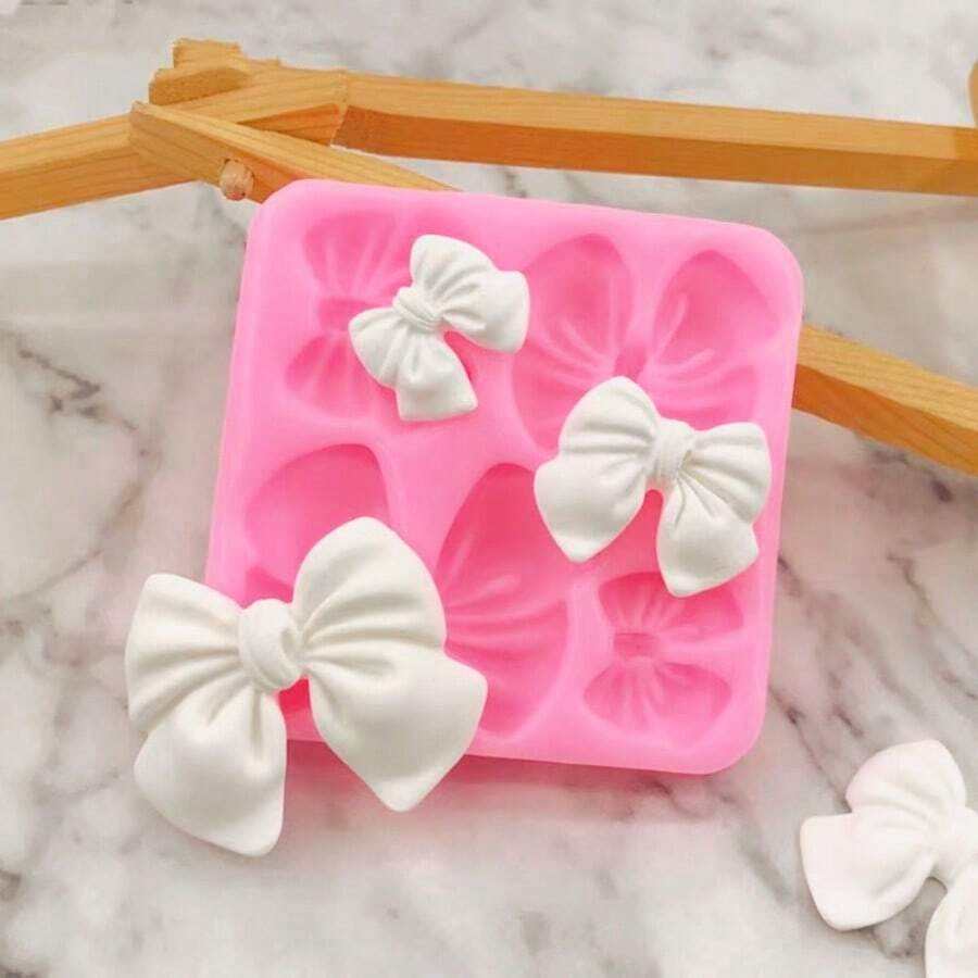 Bow Silicone Mold DIY Handmade Candle Aromatherapy Plaster Soap Silicone Mold - Pink - View 1