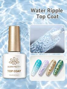 BORN PRETTY 10ml Water Ripple No‑Wipe Top Coat, Auto‑Form Water Ripple Effect UV LED Nail Gel, Compatible With Chrome Powder For DIY Salon Nail Art Manicure - Water Ripple Top Coat - View 8