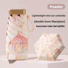 UPF50+ UV Protection, Lightweight Portable Travel Umbrella, Mini Windproof Waterproof Folding Sun Umbrella, UV Protection, Colorful Coating Fabric, Fashion Floral Design, For Women - A - View 16