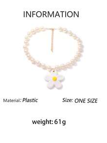 1pc Refreshing Cute Ceramic Flower Pendant Necklace, Minimalist Versatile Accessory For Women - Ceramic Flower Necklace - View 8