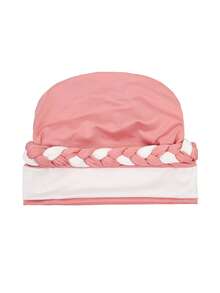 Gorro turbante trenzado para mujer, envoltura de cabeza elástica de bloques de color, gorro de punto suave de moda para uso diario - color - Ver 6