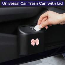1pc Personalized Bowknot Car Trash Can, Car Seat Back/Door Hanging Storage Box, Multi-Functional Garbage Organizer, Car Accessories - Bow - View 4