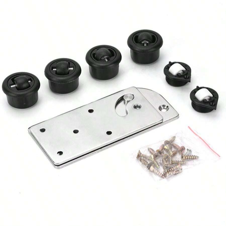 A Set Of Hardware Accessories For 90-Degree Rotating Table Tops, Furniture Connectors For Desk Tops - Embedded Wheel - View 1