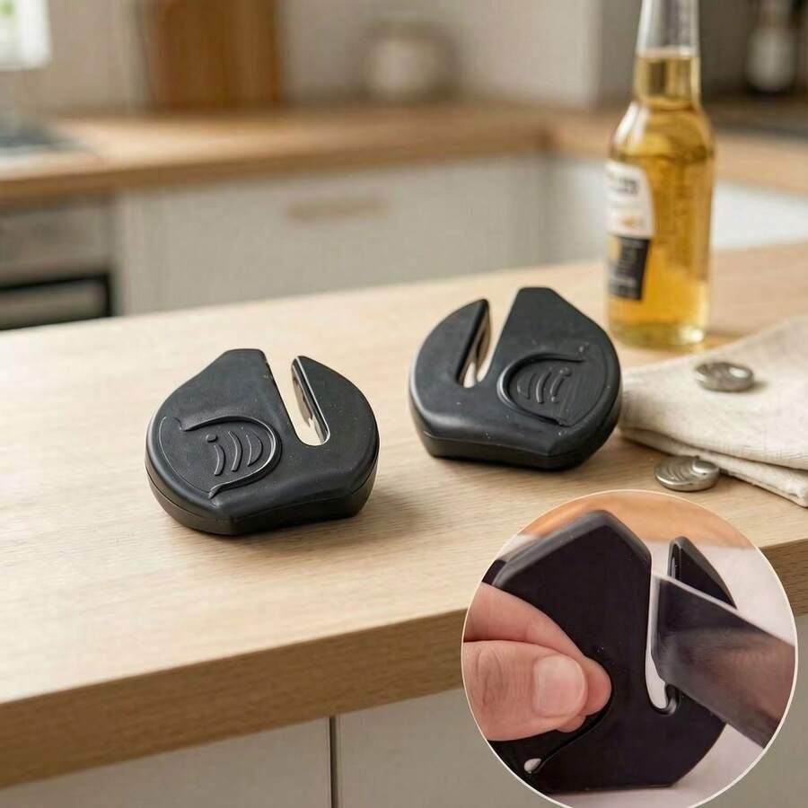 2Pcs Scissor Sharpener Tool, Mini Handheld Fabric Hair Scissors Pocket Knife Sharpener Sharpening Tool For Repair Quickly Sharpen Dull Blades (Black Style) - Black - View 1