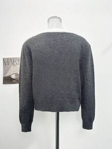 Autumn/Winter New Korean Style Round Neck Cable Knit 2 In 1 Cardigan Casual Versatile Sweater Top - Dark Grey - View 9