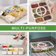 Two Storage Boxes With Handles, Plus Eight Small Removable Containers, Divider Tray - Perfect For Parties, BBQs, Picnics, Travel, Back To School, Snack Containers With Lids And Handles. - White - View 4