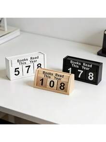 1pc Vintage Creative Wooden Flip Annual Reading Counter Desktop Decor Ornament, For Home Decor, Study Room Decor, Best Holiday Gift - Multicolor - View 3