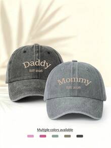 2pcs Fashion Minimalist Casual Versatile Washed Baseball Caps With "Daddy And Mommy" Letter Pattern Print, Unisex Essential Fashion Item All-Season Decorative Style Gift For Family And Friends - 2 PC Washable - View 12
