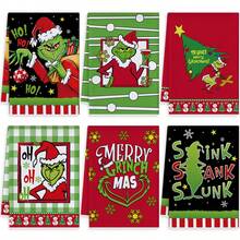 The Grinch 2pcs/Set Christmas Cartoon Kitchen Towels, New Year Print Table Cloth, Dish Towels, Hand Towels, Cleaning Rags, Christmas Party Gifts - Multicolor - View 4