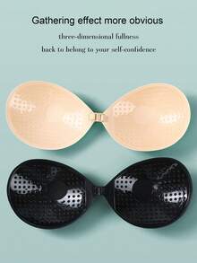 1pc Women's Invisible Adhesive Spaghetti Strap Round Neck Bra, Invisible Lift Bra. Transparent Straps. Soft And Comfortable, Perfect For Camisole, Backless Tops, Party And Daily Wear. - Multi-color - View 2