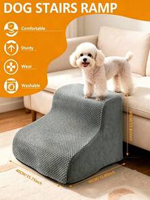 2-Step Foam Dog Stairs, Non-Slip Pet Ramp Suitable For Small Dogs & Cats, High-Density Soft Treads For Bed, Sofa And Car, Easy Climbing For Puppies, Elderly And Injured Pets - Multicolor - View 2