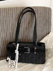 A Retro Classic Polka Dot Shoulder Bag With A Niche Atmosphere, Featuring Buckle And Pendant Decoration Design, Suitable For Daily Commuting - Multicolor - View 9