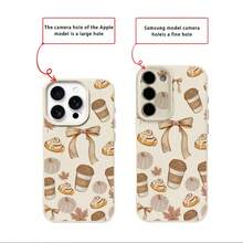 1pc TPU Material Autumn Coffee Dessert Pattern Phone Case Compatible With IPhone 17 Pro Max/17/16 Pro Max/15/13/12/11/ S20 FE/A15/S24/A55/ Note 11/Note 12/Note 13 Pro Full Coverage Anti-Drop Soft Shell Phone Protective Cover - White - View 7
