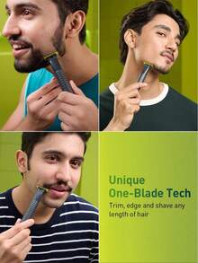 Philips OneBlade Electric Shaver QP1424/10 Trimmer For Acne-Prone Sensitive Skin 1-3mm Styling Comb Dual-Sided Flexible Blade Smooth Coating Rounded Blade Tip IPX7 Waterproof - Multicolor - View 2