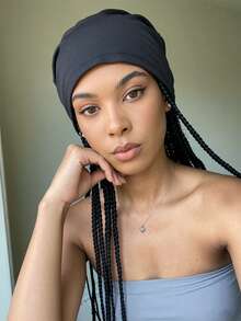 1pc Unisex Solid Color Elastic Pleated Beanie Liner Hat, Minimalist Basic Casual Neutral Commuter Style, Soft Pleated Texture Design On Sides, Classic Black White Gray Three Colors, High Elasticity Wide Brim Fits Most Head Sizes, Snug Fit And Non-Slip, Soft And Breathable Fabric, Suitable For Home Sleep Hat, Outer Hat Liner, All Season Wear, Unisex, Perfect For Home Relaxation And Daily Layering, Lightweight And Breathable, Multi-Piece Set For Easy Rotation And Washing - Multicolor - View 3