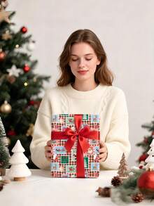 1 Roll Of Christmas Gift Wrapping Paper With Christmas Theme Designs,Perfect For Christmas Gift Wrapping,Decorating For Christmas Parties,Home Festive Decoration,DIY Craft,Festive Favour Wrapping 1 Roll Size: 43 Cm X 300 Cm. - A - View 7
