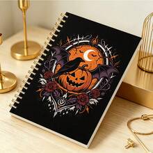 DANPERJI 1pc A5 Spiral Notebook, Gothic Halloween Cover, Home Office Note‑Taking, Dark Mysterious Holiday Aesthetic, Writing Journal, Thought Log, Personal Reflection Organizer Diary - A-nX - View 1