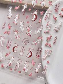 5D Softs Relief Nail Art Stickers Chinese Style Anime Kitsune Self-Adhesive Nail Decals Nine-Tailed Fox Goddess Stickers For Nails DIY Manicure Decorations - Multicolor - View 2