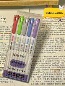 5pcs Dual Tip Highlighter Marker Set,Art Markers,Cute Multi‑Color No‑Bleed Pens,Cute Stationery For Note Taking,Drawing,Back‑To‑School Gift Supplies - Multicolor - View 14