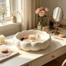 3D Printed Cloud Trinket Dish, Jewelry & Hair Accessories Storage Tray, Decorative Rings, Earrings, Hair Clips & Hair Ties Organizer Dish, Multi‑Purpose Decor Storage Tray For Keys Jewelry Cosmetics Bathroom Entryway Home Decoration - White - View 3