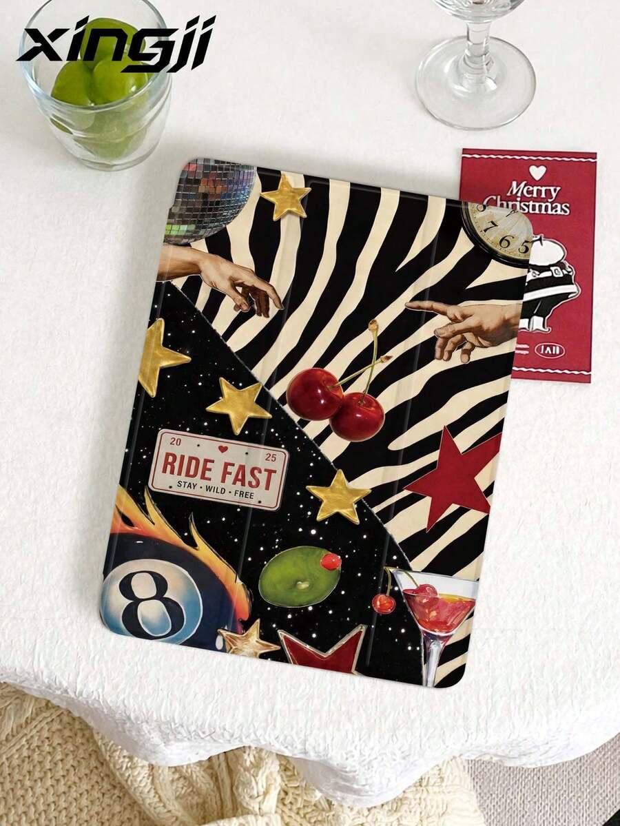Xingji Surreal Collage Fashion Illustration Pattern Tablet Protective Case, Compatible With IPad 10.2 Inch 10th Gen/ (A16) 11 Inch 11th 2025, Pro 11 Inch 2021/2020, Galaxy Tab A8 10.5 Inch 2022, Built-In Pen Slot, Shockproof, Tablet Stand Protective Shell, Supports Auto Sleep/Wake Function, Best Choice Gift For Family And Friends - Multicolor - View 1